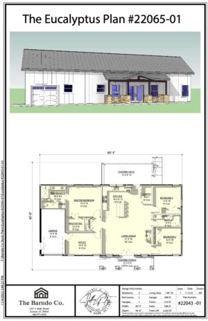 Single Story Barndominium House Plans Interior Eucalyptus Plan   Eucalyptus Barndominium Plan 22043 01 300x464 